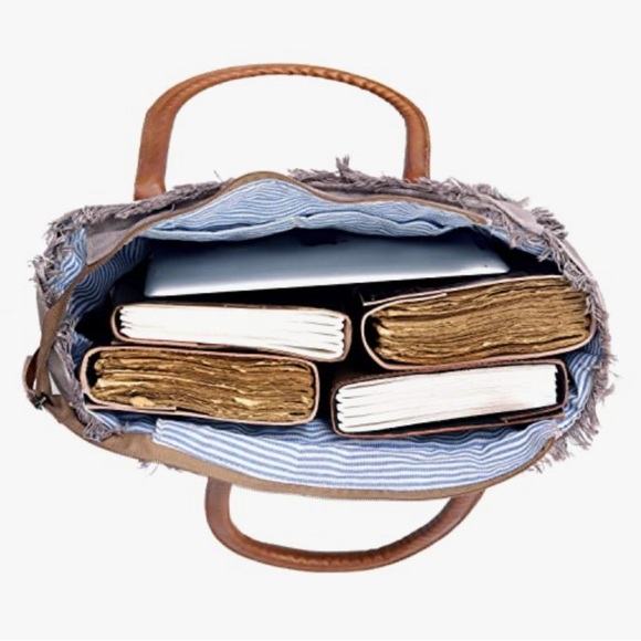 Canvas Tote Bag Star - Small discoloration spot on bottom of bag see pic - Picture 4 of 14